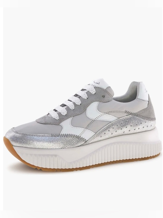 Voile Blanche Shoes - VOILE BLANCHE Lana Fresh Metallic Sneaker in Silver Grey